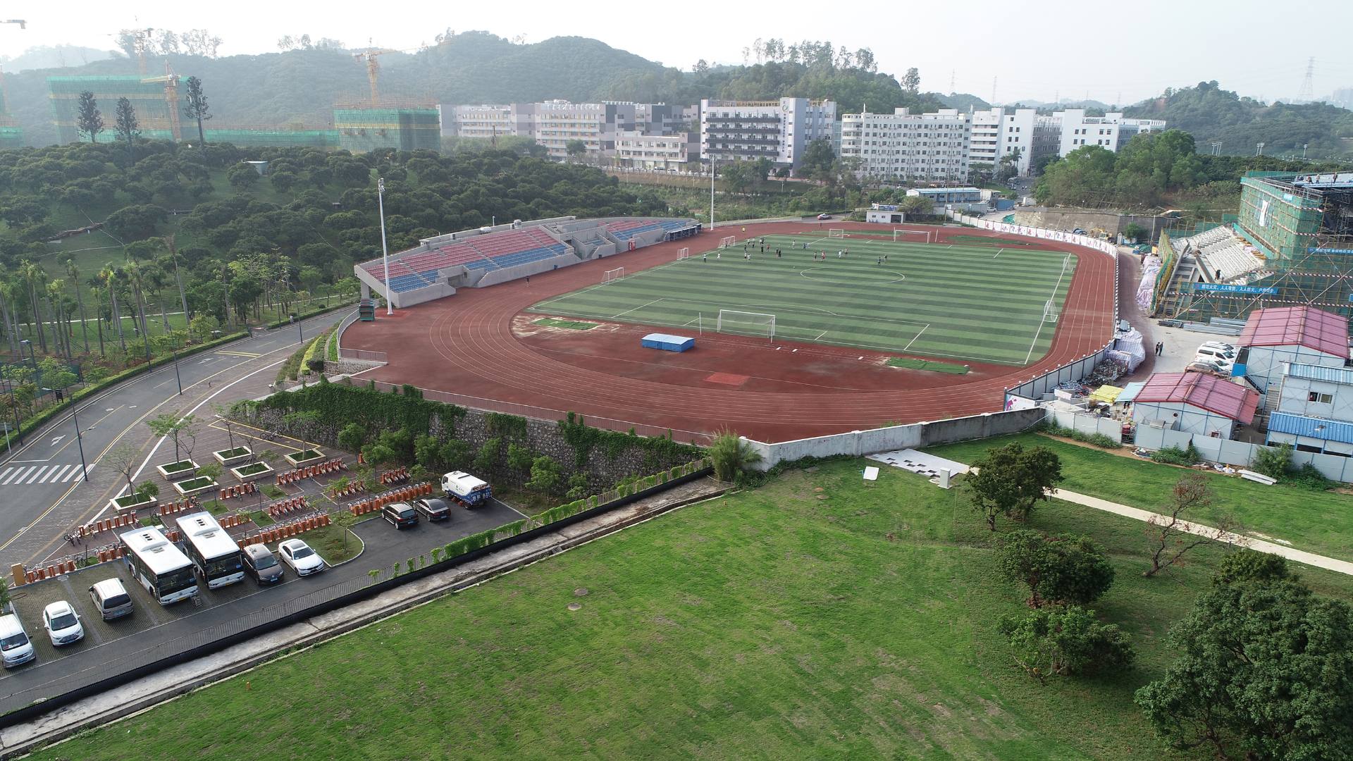 南方科技大学荔枝园航拍鸟瞰图